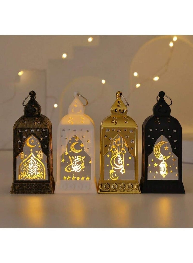 Black Decorative LED Lantern  – Crescent & Star Cut-Out Design – Warm Ambient Table Light – Metal Frame Accent Lamp - Image 4